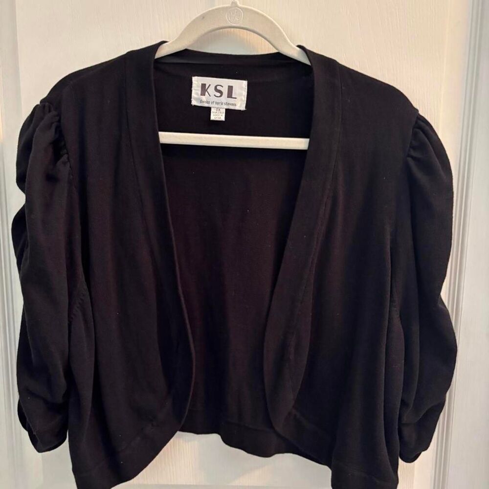 KSL Karin Stevens Women's Black Cropped Cardigan